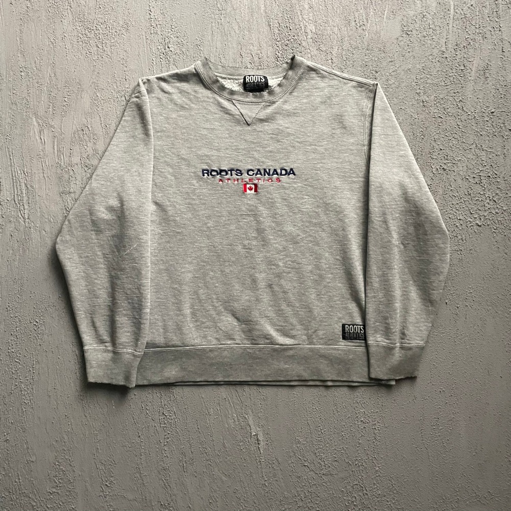 Vintage Roots Canada Crewneck Sweatshirt Mens Large Grey 90s
